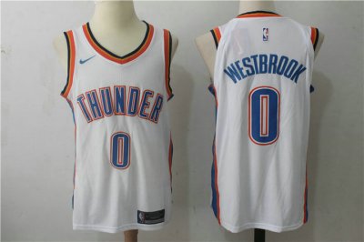 NBA 0 Westbrook OKC Thunder 2017-18 Season Maillot blanc